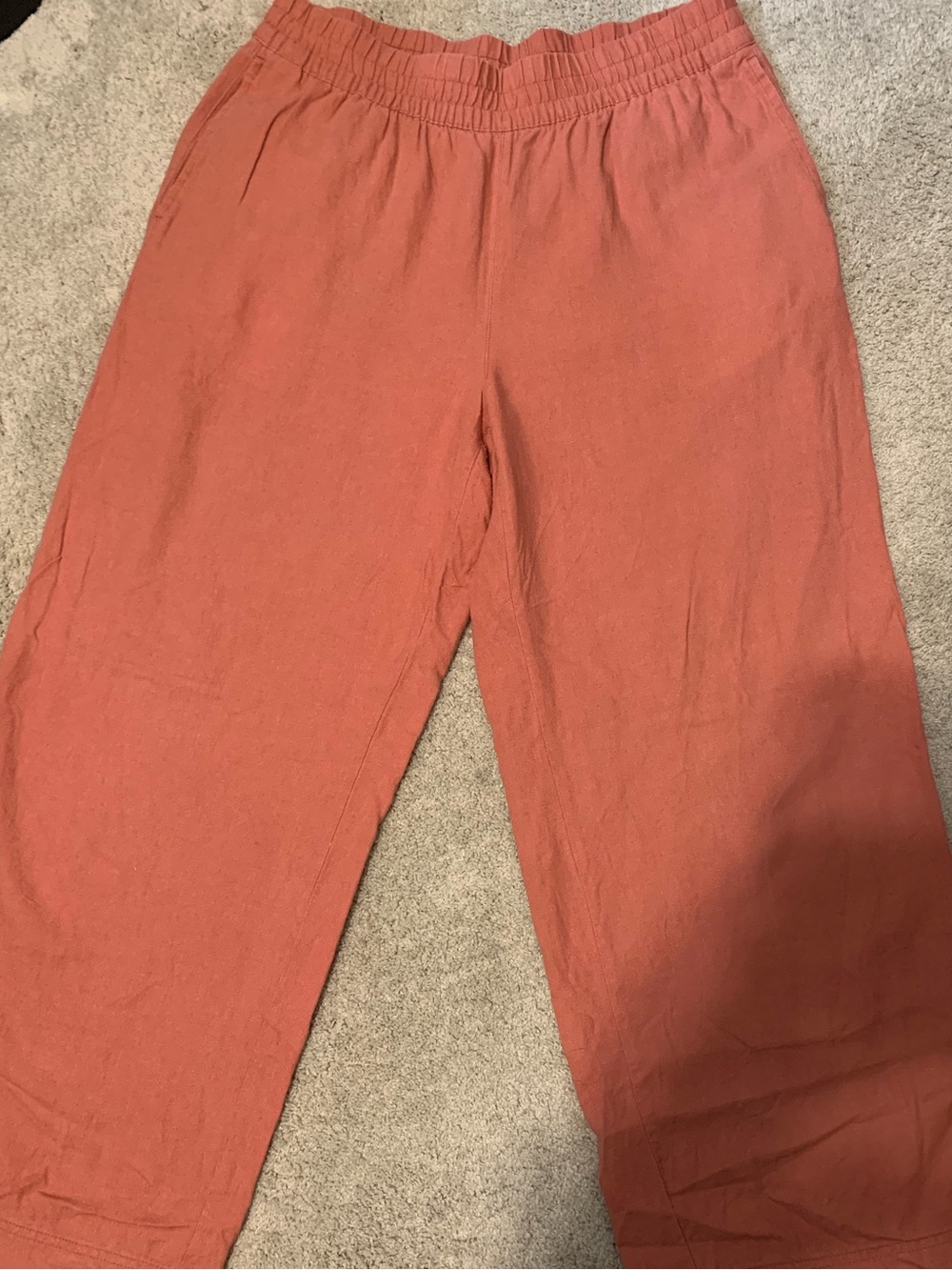 Old Navy Coral Linen Blend High Rise Wide Leg Pants Womens L Coastal